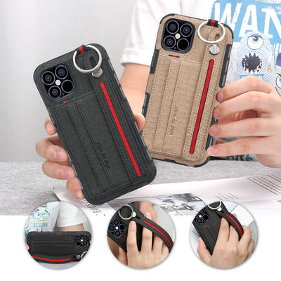 Lanyard Strap Leather Phone Cases voor Iphone 14 13 Scratchproof