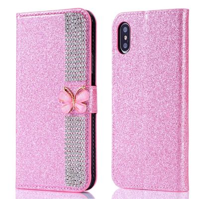 Flash Powder Elektroplated Diamond Inlay Phone Case Voor Iphone Xr Xs 11 12 13 14 Pro Max Cell Cover