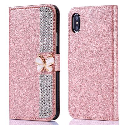 Flash Powder Elektroplated Diamond Inlay Phone Case Voor Iphone Xr Xs 11 12 13 14 Pro Max Cell Cover