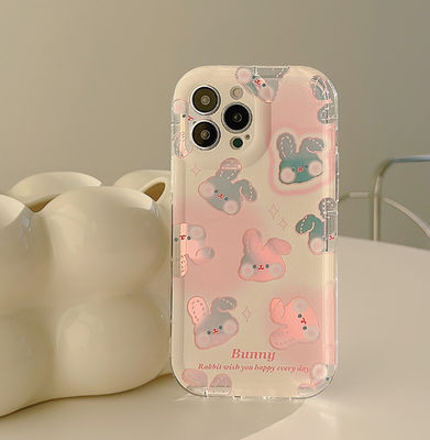 Slim schokbestendig telefoonhoesje Pink Rabbit Iphone 15 Apple Phone Hoesje