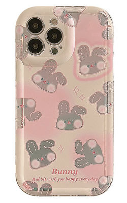 Slim schokbestendig telefoonhoesje Pink Rabbit Iphone 15 Apple Phone Hoesje